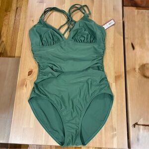 NWT Merona Olive Women’s One Piece Swimsuit